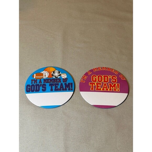 God’s Team Religious Buttons / Pins Nametags - Picture 1 of 5